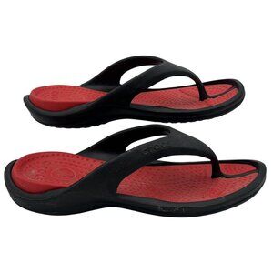 Crocs Womens Black & Red Flip Flops Size 9 Lightweight Comfort Sandals Durable